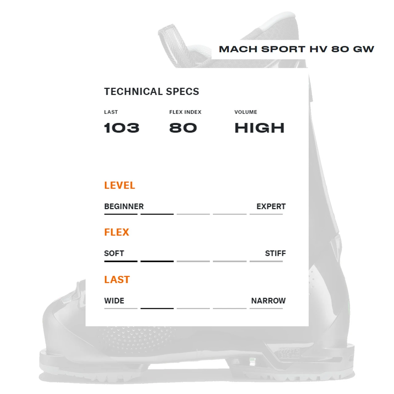 TECNICA Men's Mach Sport HV 80 GW Black Ski Boot (101872G1100) - Image 6