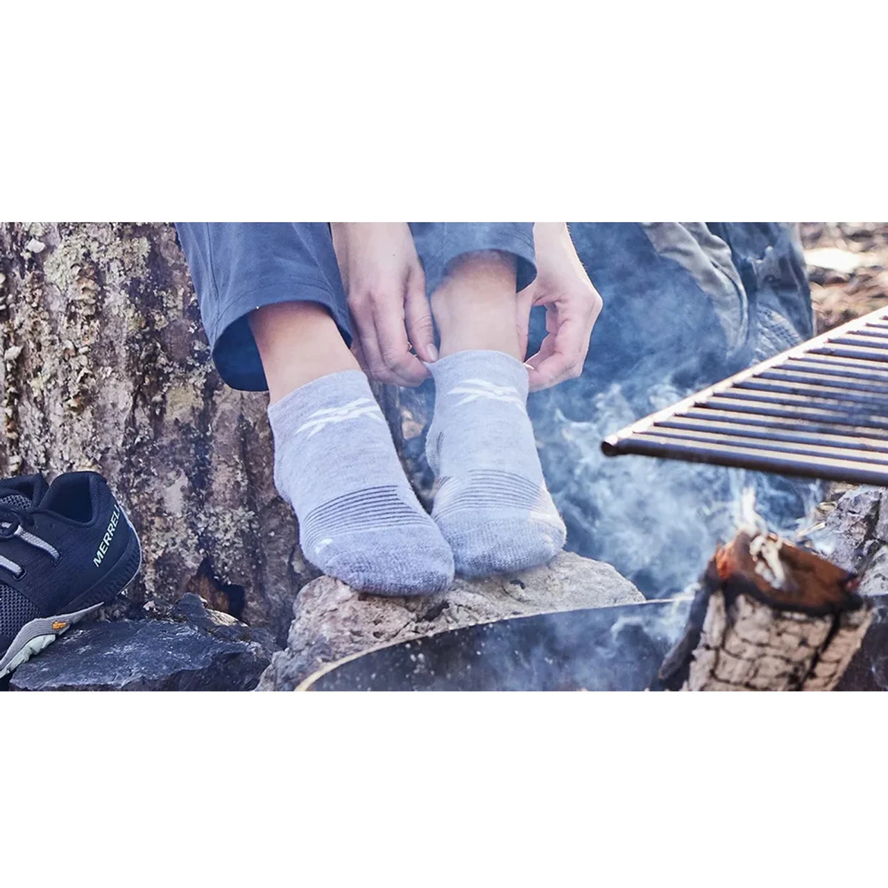 VORTEX Women's Pursuit Trail Stay Active No-Show Grey Heather/Maroon Sock (122-37-GHM) - Image 3