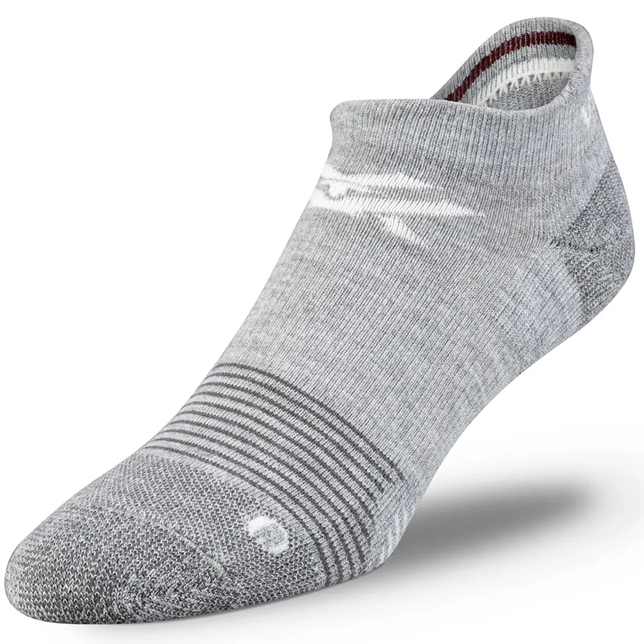 VORTEX Women's Pursuit Trail Stay Active No-Show Grey Heather/Maroon Sock (122-37-GHM)